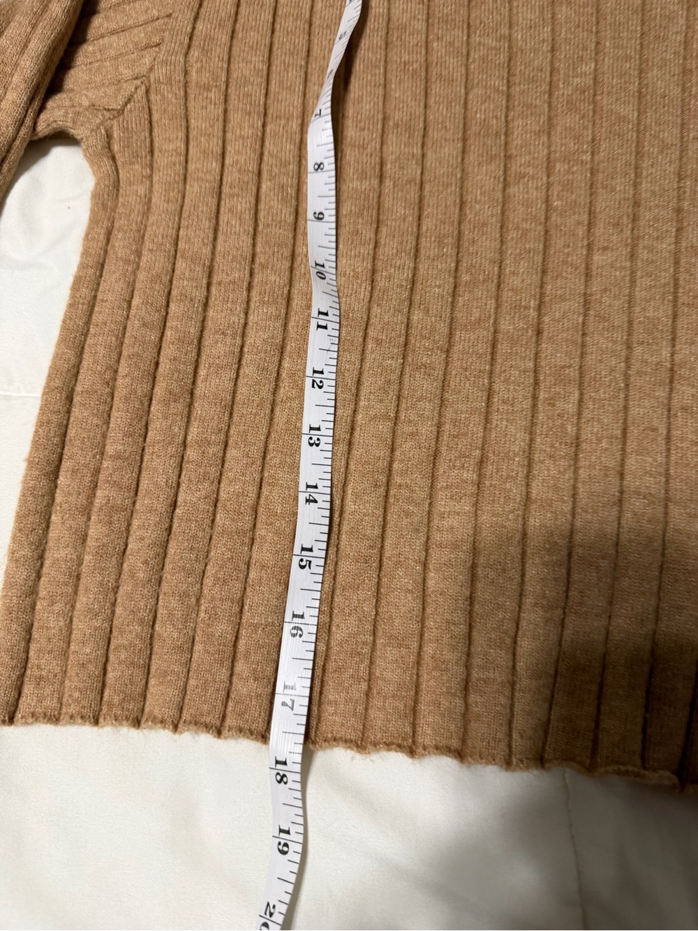 Ribbed Crewneck Sweater in Camel Tan - Picture 3 of 7